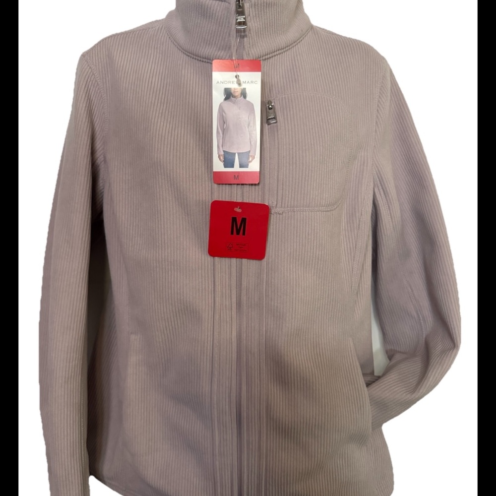 Andrew Marc Women's Ribbed Full Zip Size M Lavender